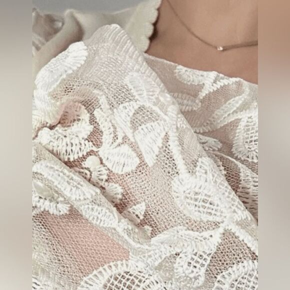 SIANI CRÈME SWEATER LACE, BEADED BALLOON SLEEVES - Size MED- NWT - Picture 15 of 15